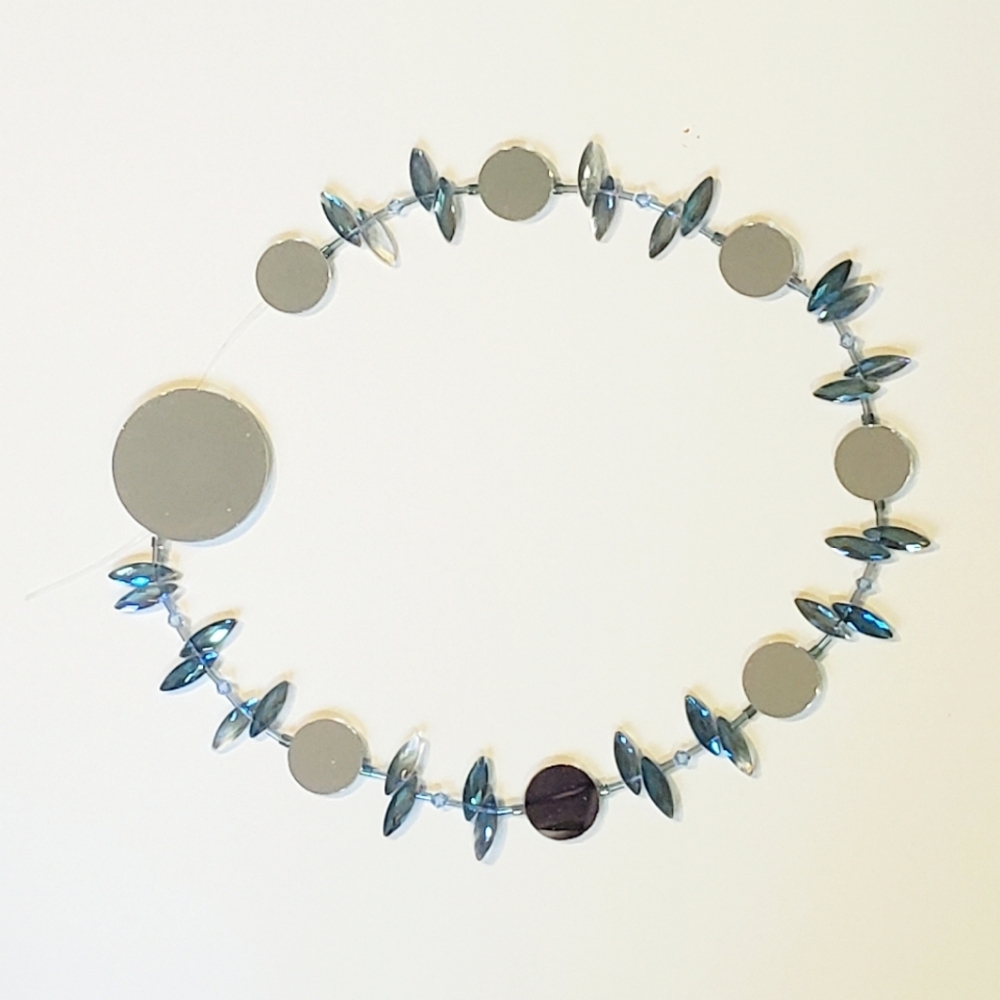 SUNCATCHER Blue Iridescent One-of-a-Kind Handcrafted Beaded Hanging Wall Décor